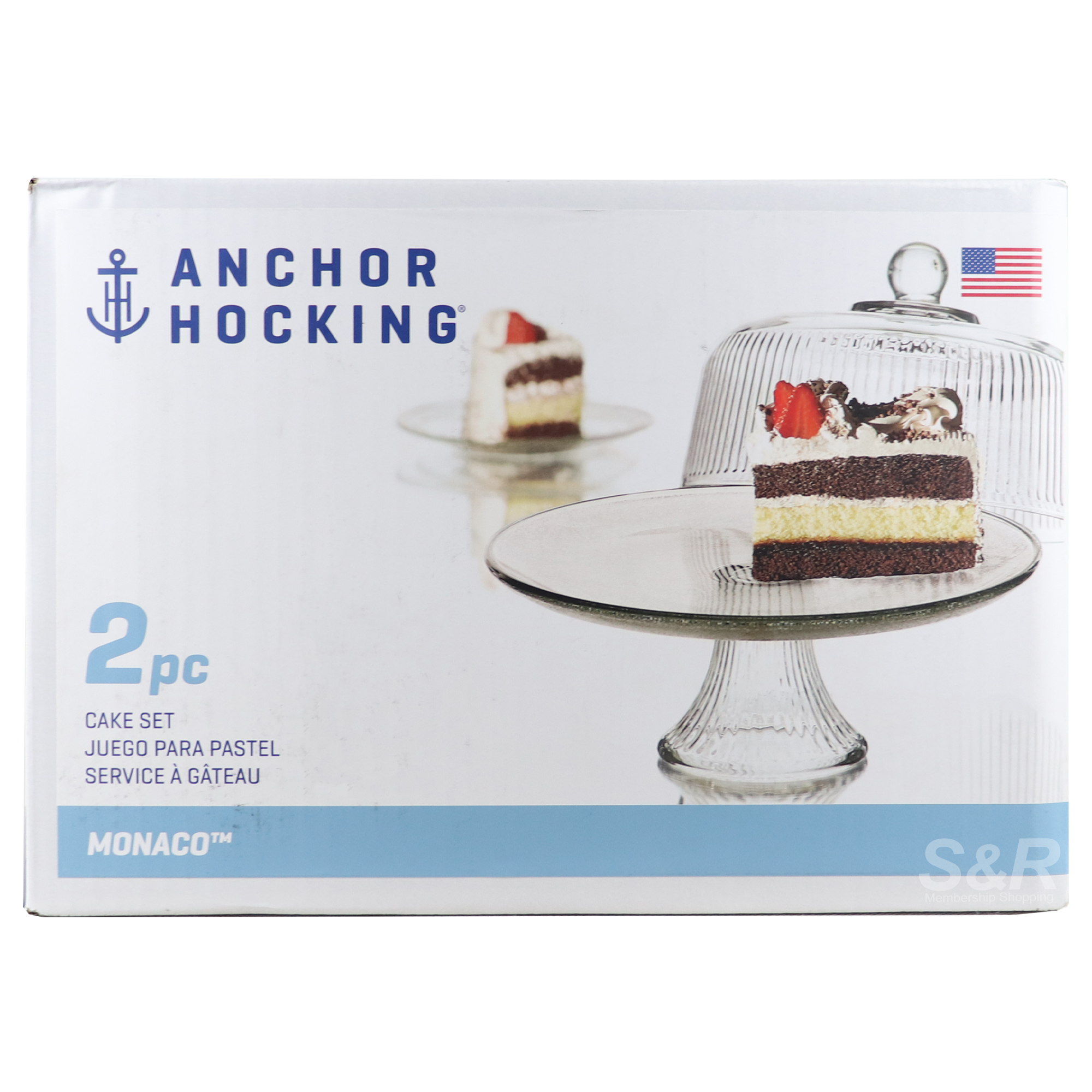 Anchor Hocking Monaco Cake Stand 2pc set